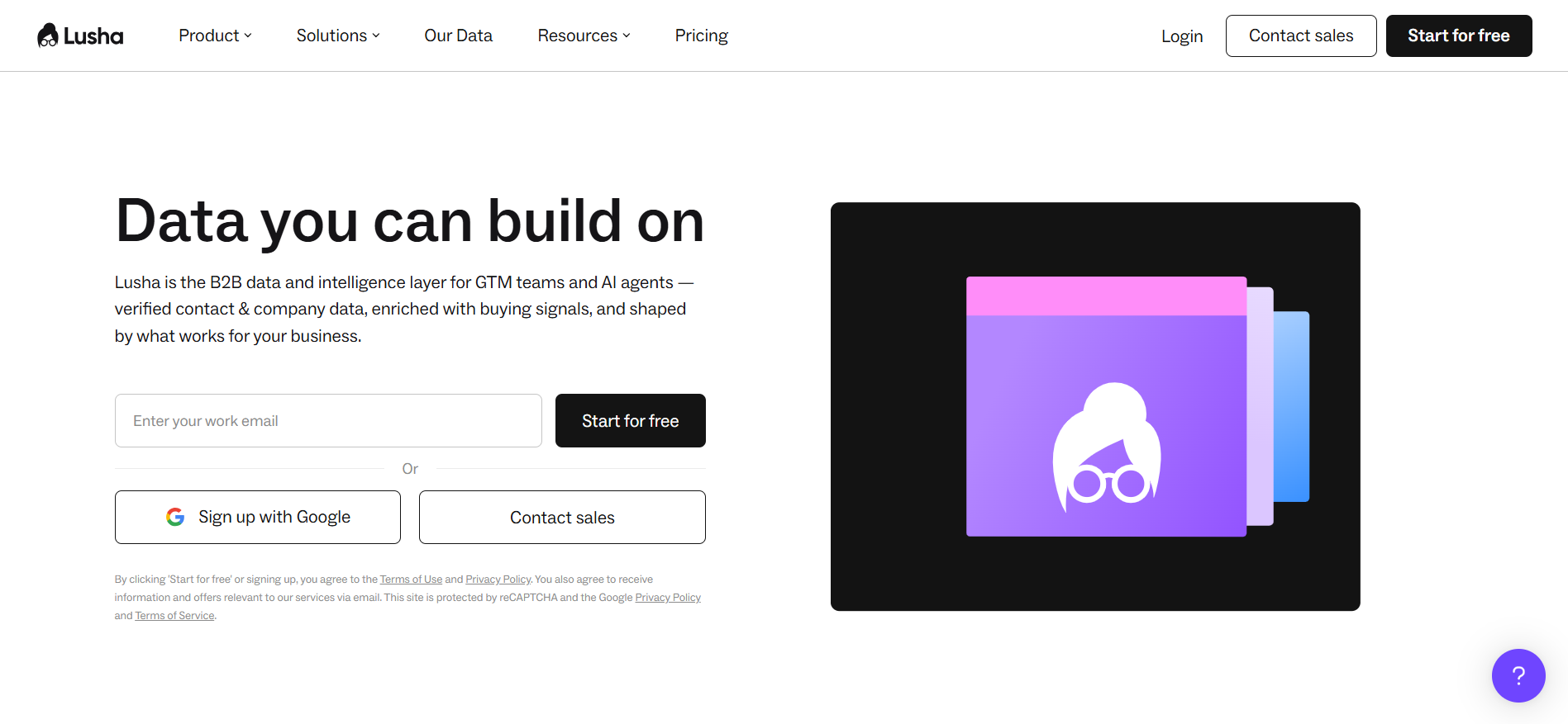 The Lusha homepage